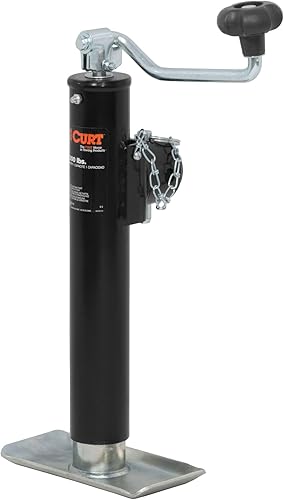 CURT 28350 - Gato giratorio de montaje en tubo soldado 5000 libras Recorrido vertical de 10-34 pulgadas
