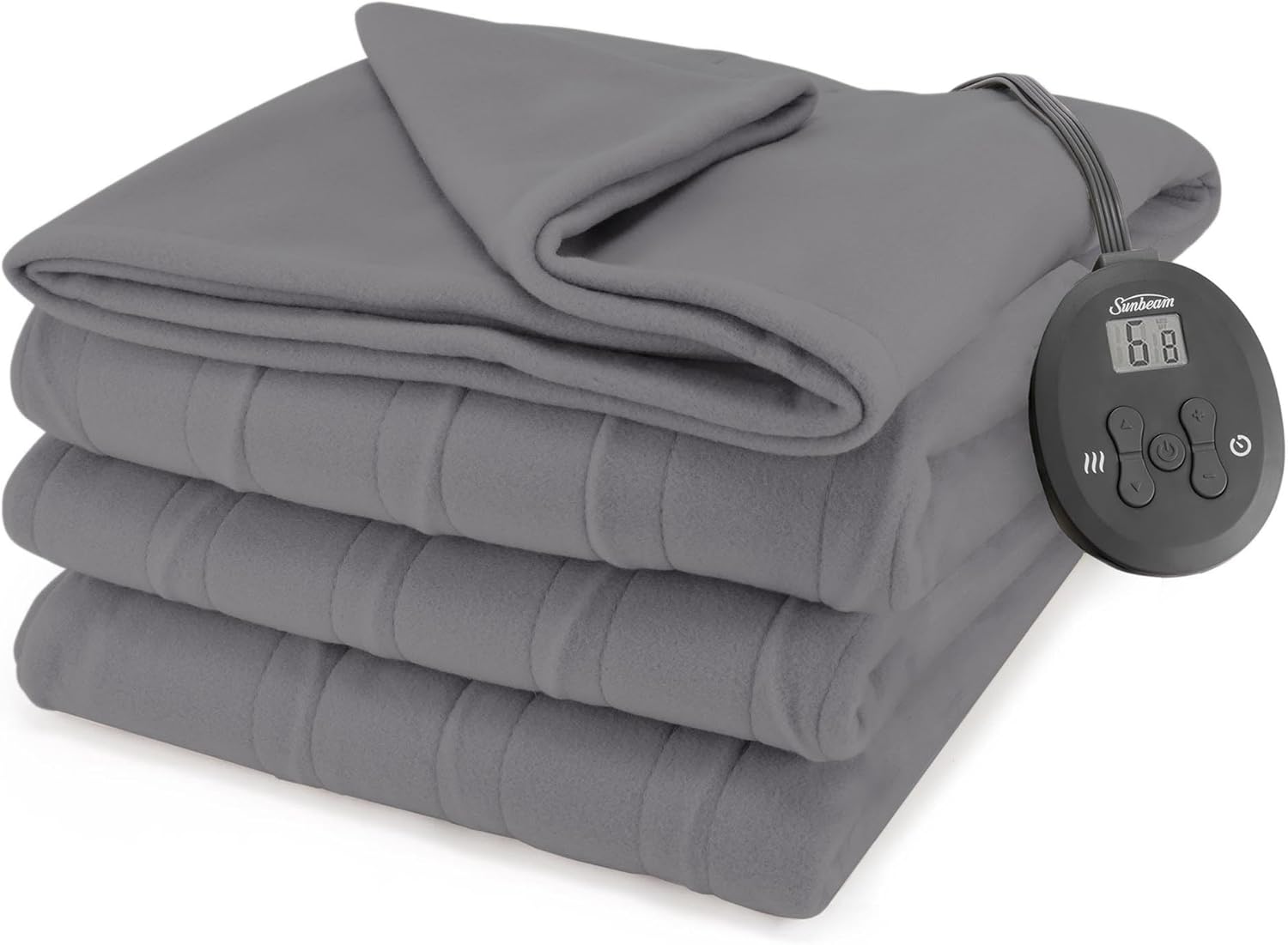 Sunbeam Royal Ultra Fleece Heated Electric Blanket Full Size, 84″ x 72″, 12 Heat Settings, 12-Hour Selectable Auto Shut-Off, Fast Heating, Machine Washable, Warm and Cozy, Iron