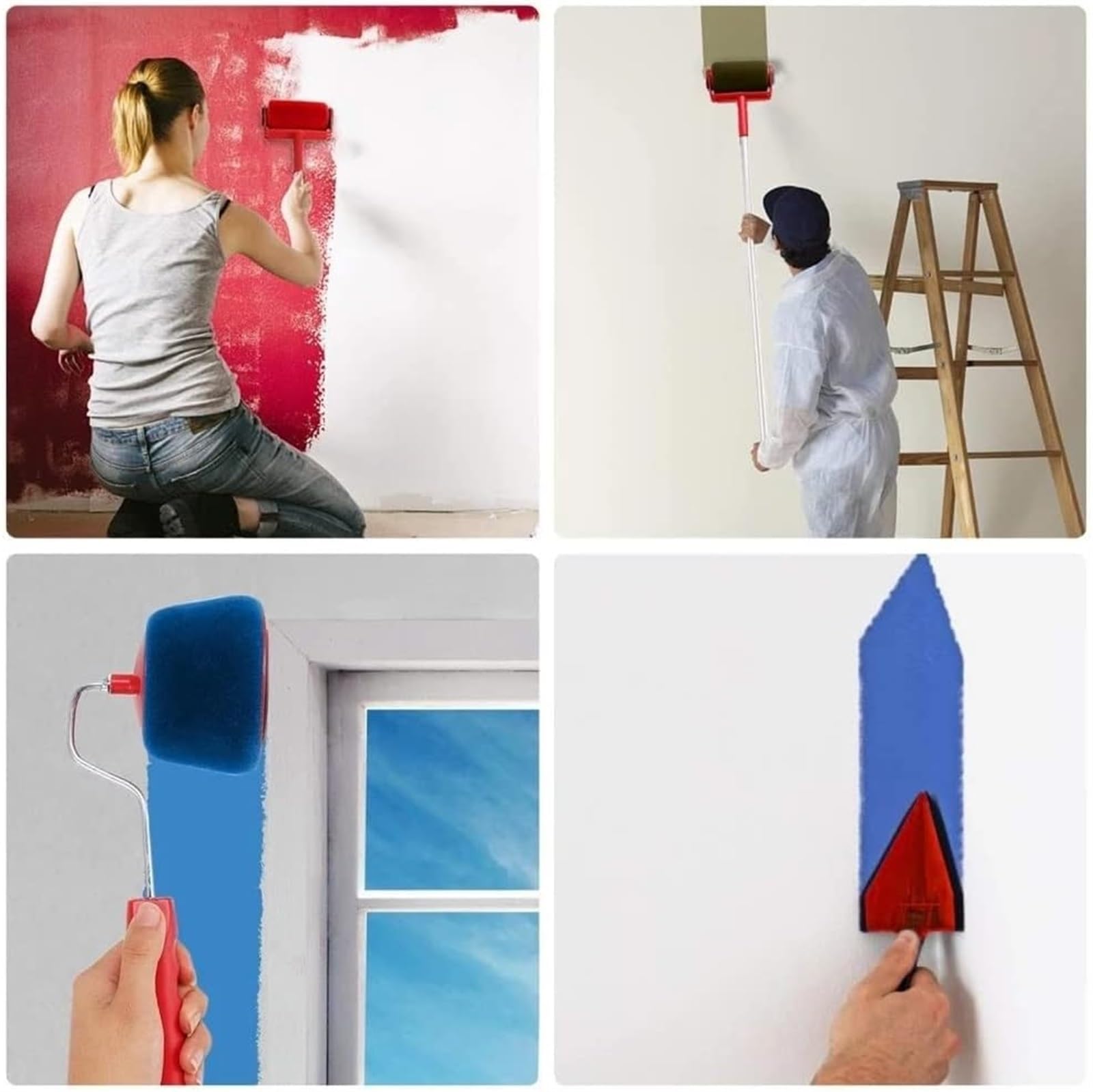 KanDuo Passend for den Job, Wand-Farbroller, Keine Naht, DIY-Farbroller-Pinsel-Werkzeug, beflockter Kantenschneider, Büro, Zimmer, Wandmalerei, Hausgarten-Farbroller-Set