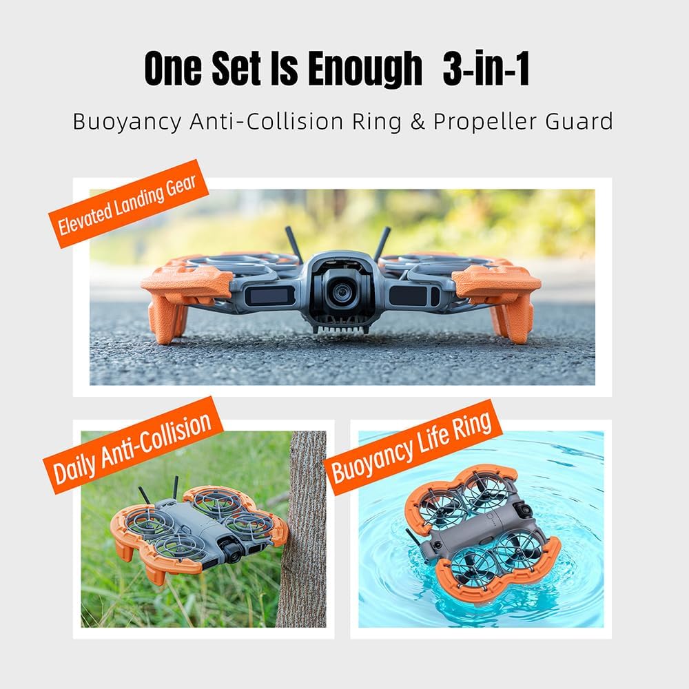 Floating Bumper for DJI NEO 2, Propeller Protective Guard with Landing Gear, Extended Landing Legs Floating Propeller Bumper (Orange)