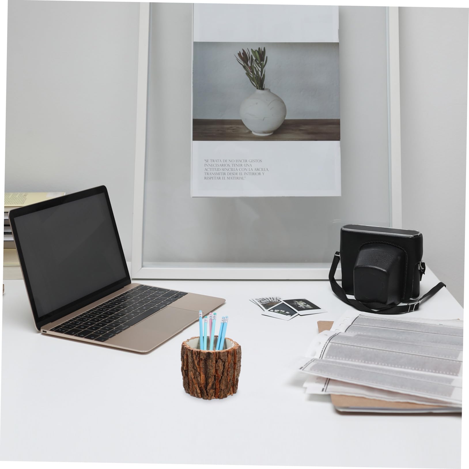 DOITOOL 4 Großer Kapazitäts Schreibtisch Stifthalter aus Naturholz Vielseitiger Organizer für Büro und Zuhause Dekorativer Vintage Stiftehalter für Kugelschreiber Pinsel und Kosmetik