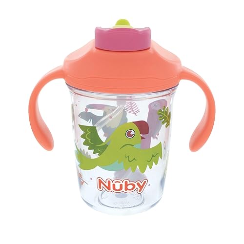 Miniatura 11 de Nuby Taza multifunción 2 en 1 para niños pequeños con popote con peso de 360° y boquilla dura, 8 onzas, asas de fácil agarre y parte superior