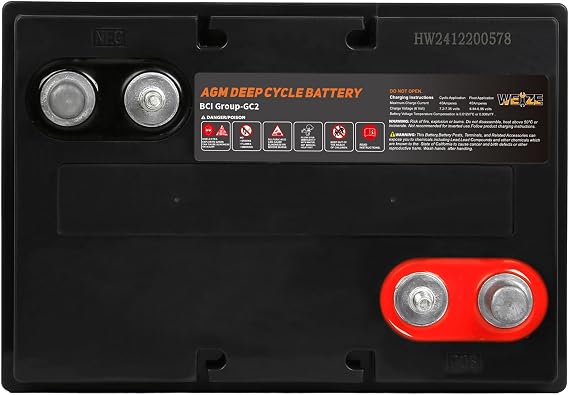 Weize GC2 6V Golf Cart Battery, 240ah Deep Cycle AGM Battery for Golf Cart, Scissor Lift, Scrubber Sweeper