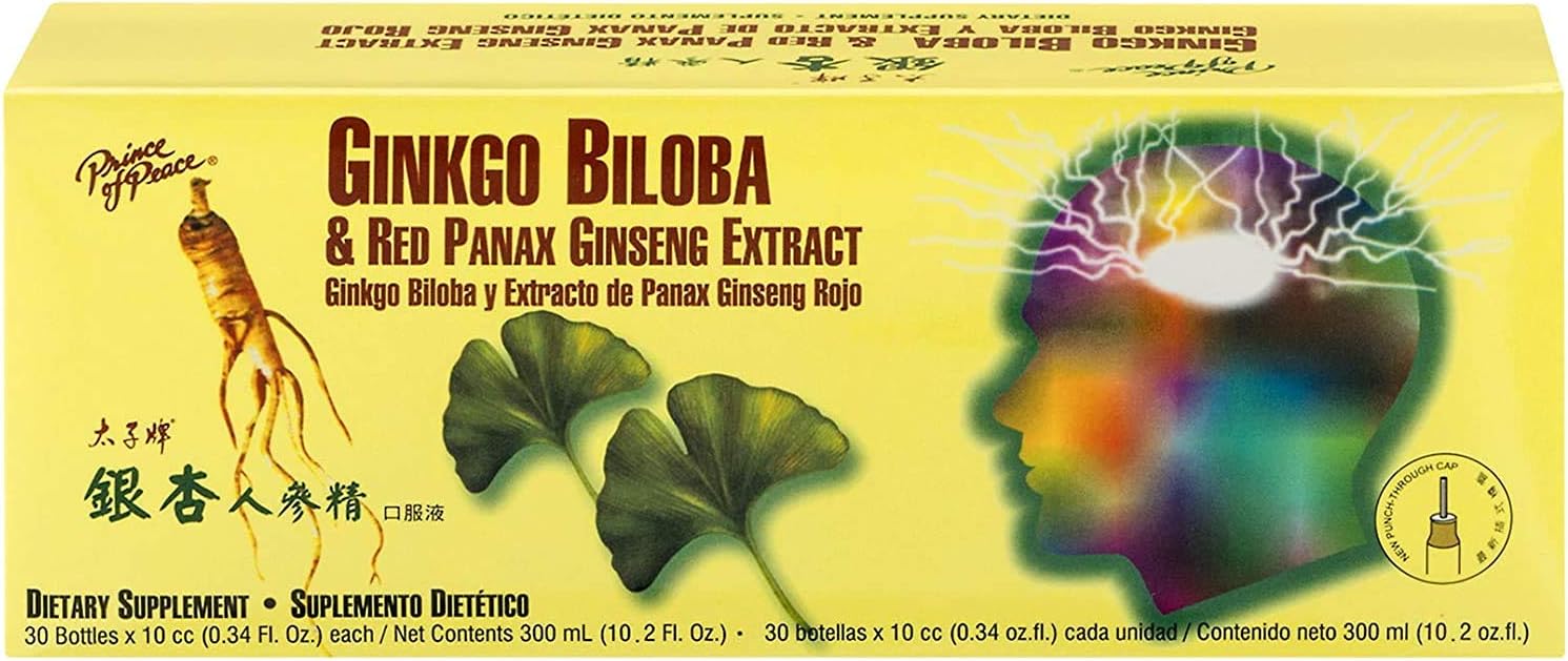 Prince Of Peace Ginkgo Biloba and Red Panax Ginseng Extract,30 Bottles 0.34 oz
