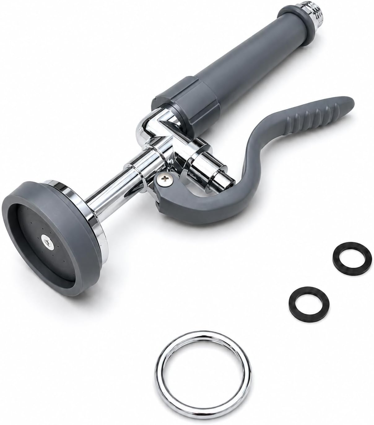 Pre Rinse Sprayer Commercial Sink Sprayer Head, 1.42GPM Restaurant Spray Valve Dish Sprayer Nozzle with Ergonomic Handle, Commercial Faucet Parts for Commercial Kitchen Sink, Chrome Finished(Gray)