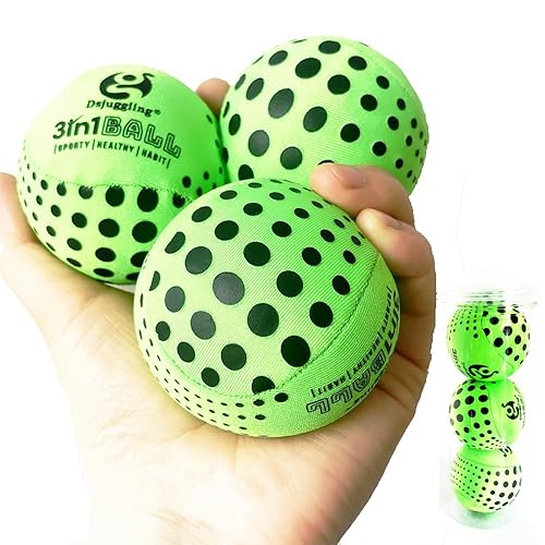 DSJUGGLING Washable Juggling Ball for Beginners, 60mm 3in1 Multi-Function Balls Set of 3 | Water Skimming Balls Bounce On Water - Pool Ball & Beach Toys | Soft Bouncy Grip Training Ball Kit
