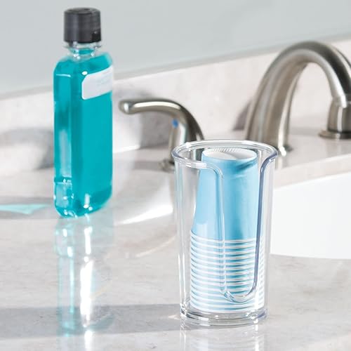 Miniatura 6 de mDesign - Dispensador de tazas de papel desechables compacto y pequeños de plástico soporte de almacenamiento para enjuagar tazas en encimeras de