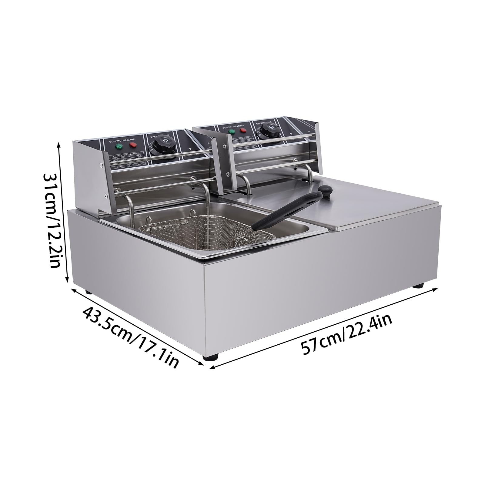 5000W Freidora eléctrica profesional de acero inoxidable Electric Deep Fryer 12L Commercial Stainless Steel Restaurant Fry Basket,Adecuado para restaurantes, bares y hoteles