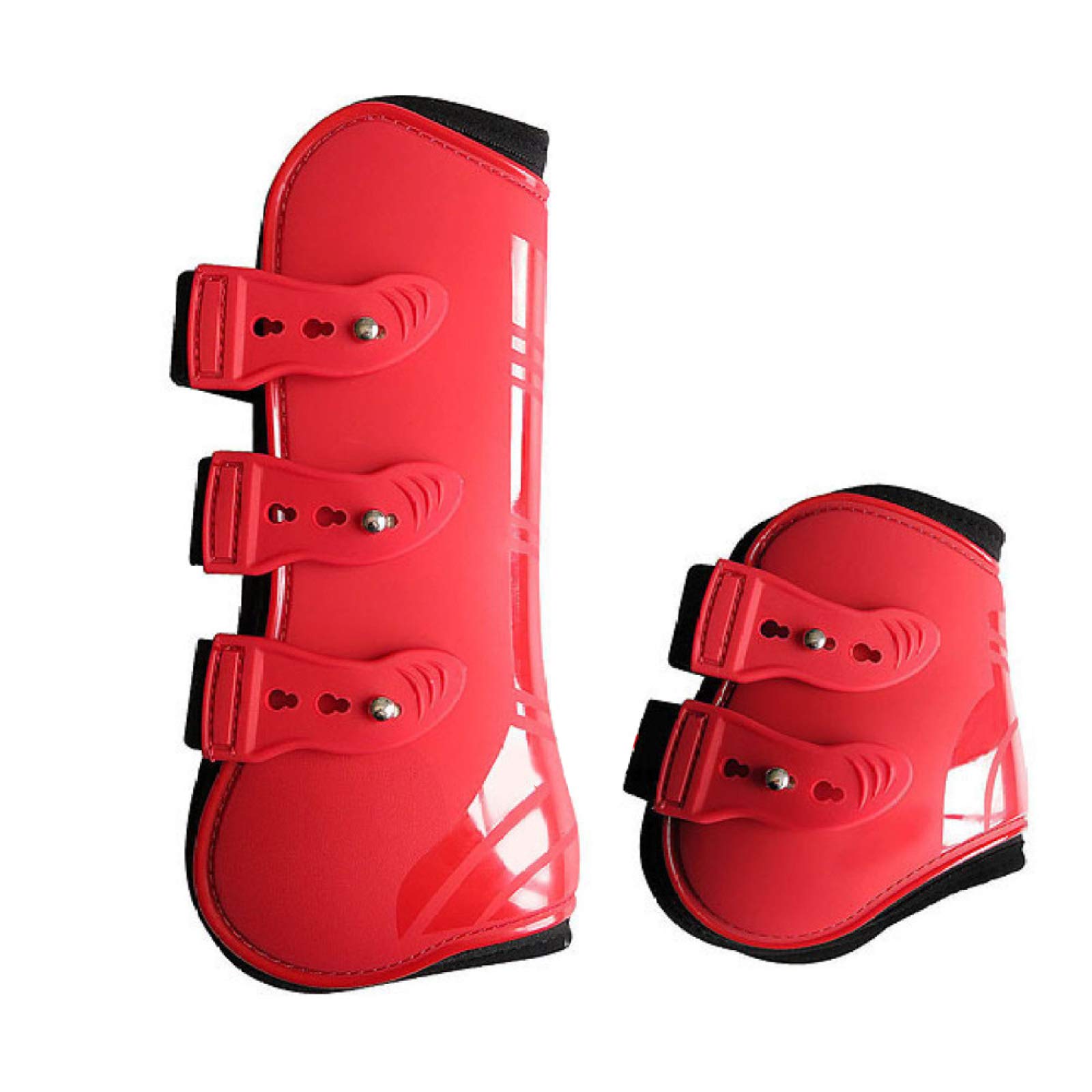 WINNG Protectores para Caballos 4 Unids Caballo Equitación Amortiguador Show Salto Pierna Protección Ecuestre Deportes Tendón Y Fetlock Boots Set,Red-M