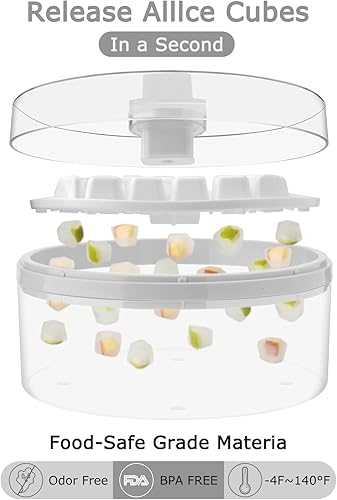 Miniatura 2 de Mini bandejas para cubitos de hielo con tapa y contenedor, 64 piezas para congelador, molde para cubitos de hielo, moldes de hielo para cuchara de