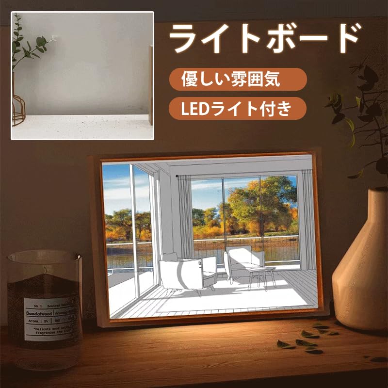 53#+61#  セット専用ページLEDライト額縁無風景画 Amazon.co.jp: 照明絵画装飾 LED 発光画装飾 灯光画 3色調整可能 LED