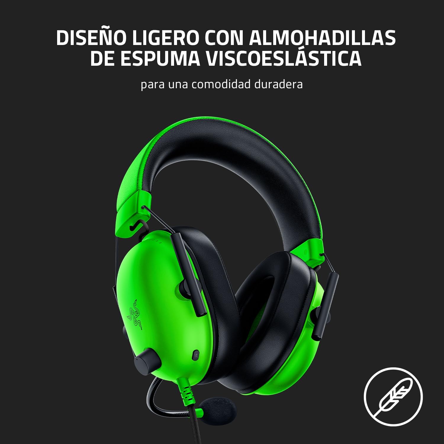 Razer BlackShark V2 X – Auriculares Gaming (altavoces de titanio de 50 mm, micrófono cardioide, cancelación de ruido pasiva avanzada para PC, Mac, PS4, Xbox One y Switch) Verde 7