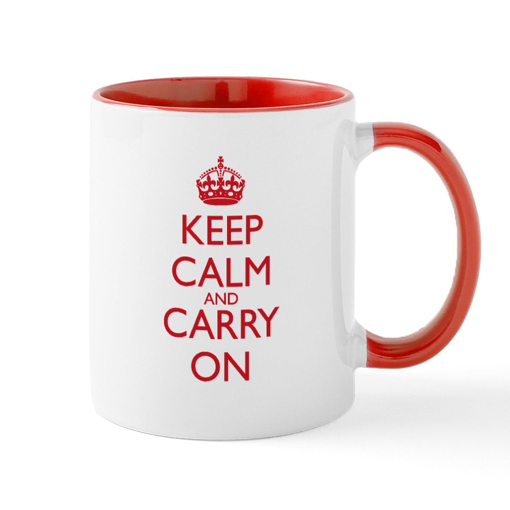 CafePress Keep Calm And Carry On Red Mug Front+Back 11 oz (325 ml) Ceramic Coffee Mug
