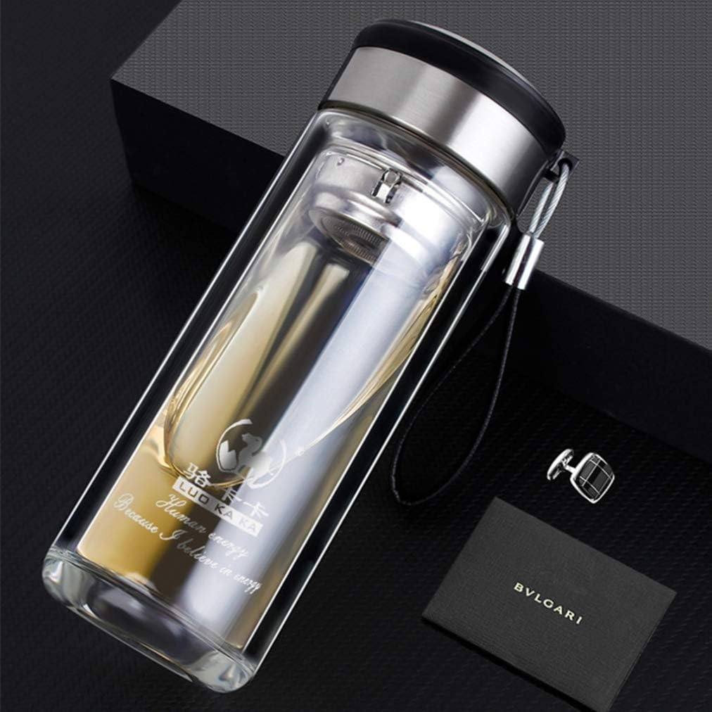 Amazon 二層ガラス 水筒 ティーカップ 車用 ウォーターボトル 透明 380ml 耐熱耐冷ガラス 携帯便利 高透明 保温保冷 おしゃれ スポーツボトル ウォーターカップ 漏れない 大容量 断熱 水分補給 贈り物 水筒 マグボトル オンライン通販