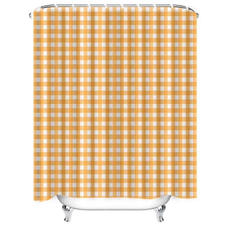 Rideau de douche grande hauteur 230 cm pour éviter les éclaboussures de baignoire vichy jaune