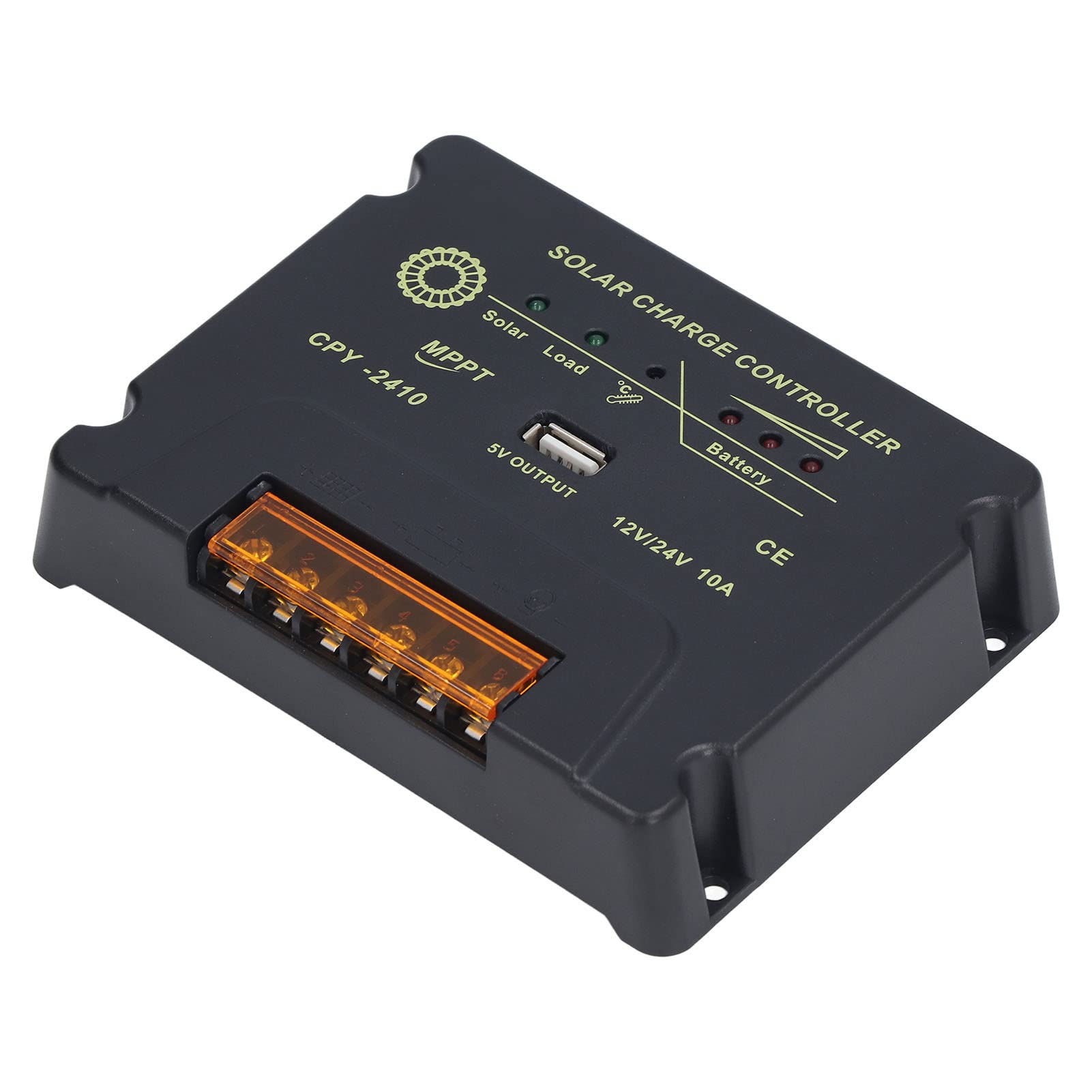 Regolatore di Carica Solare, Controllo Del Microcontrollore Forte Adattabilità, Tecnologia di Tracciamento Del Punto MPPT 10A, Adattamento Automatico 12V 24V, USB 5V Adatto per Acqua Industriale