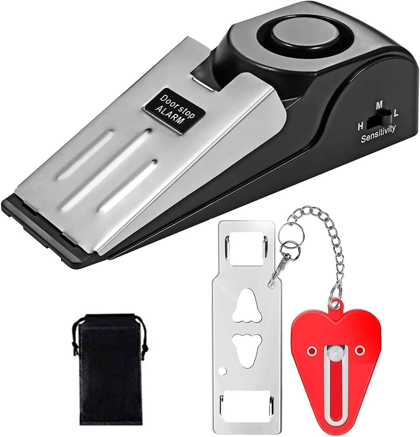 Door Stop Alarm & Portable Door Lock, Non-Slip Wedge Door Stopper Alarm with 120dB Alert, Adjustable Dual Protection Security Door Kit for Home Hotel Travel Security Personal Protection