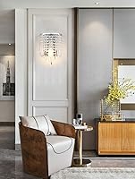 Vista 7 de Pathson lámpara de pared de cristal cableada, aplique de pared con acabado cromado, lámpara de pared moderna de cristal acrílico K9 con pantalla