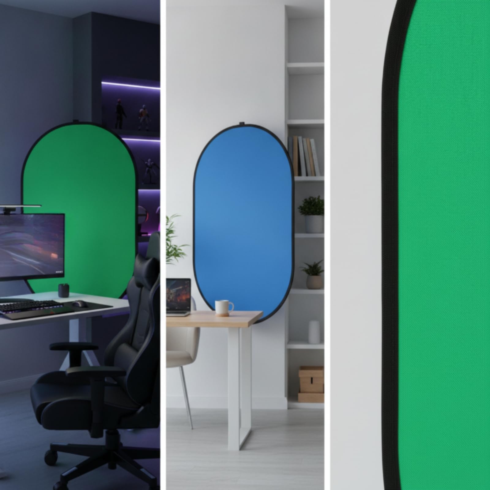 Pannello Sfondo Pieghevole Portatile Sfondo Pieghevole Chromakey Fotografico Bicolore per Riprese Video, Casa, 150 200cm, Pannello Di Sfondo Blu E Verde Due In Uno