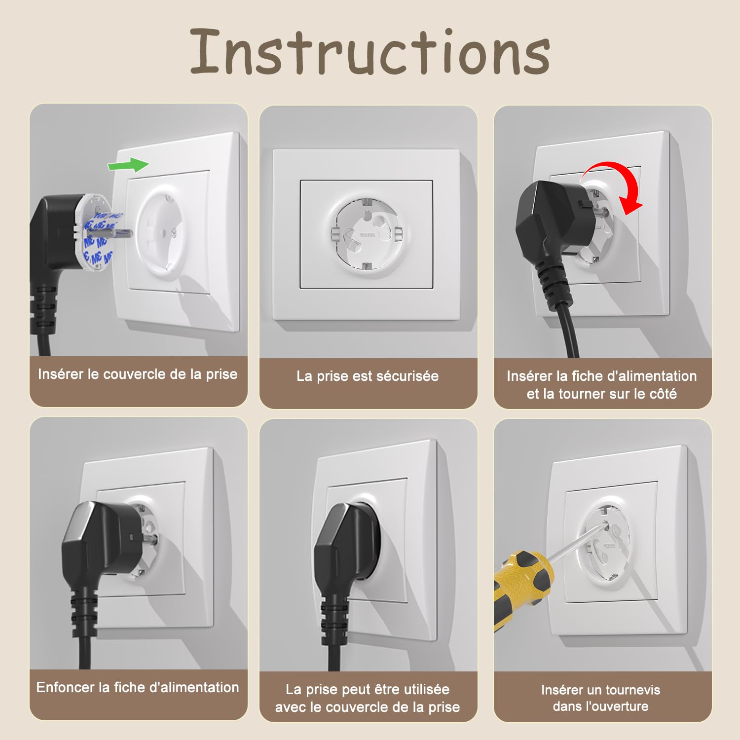 Cache Prises Bébé – Lot de 18 Sécurités Enfant, Cache Prise Électrique Type E/F – avec Adhésif 3M, installation facile sans vis – Protection Bébé et Animaux