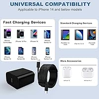 Vista 2 de FEEL2NICE Cargador de iPhone de carga rápida, paquete de 2 bloques de carga de pared tipo C con 2 unidades [6 pies y 10 pies] cable USB C a