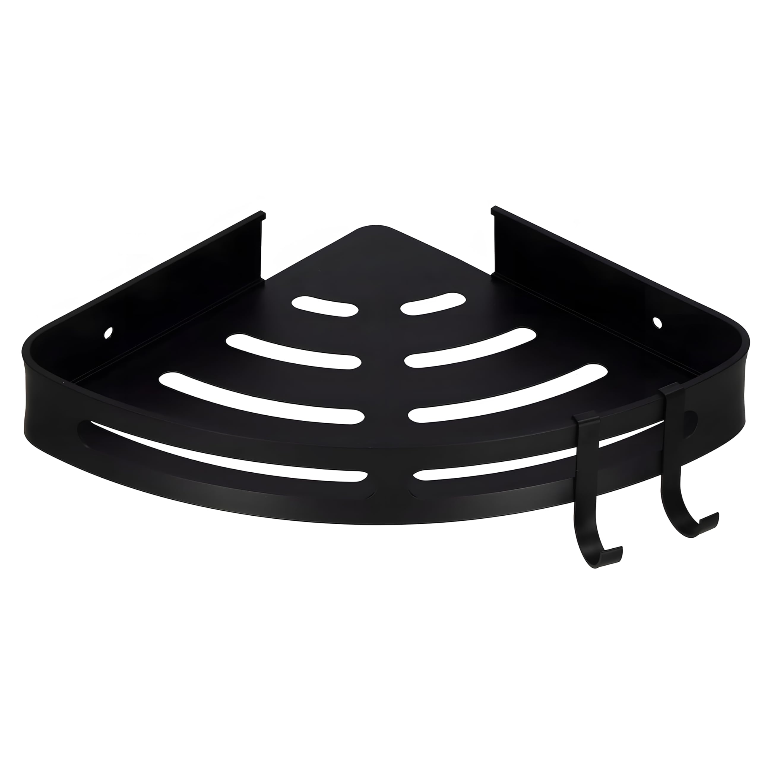 Retoo 2 stuks hoekplanken, doucheplank, doucheplank, 19 x 26 x 3 cm, afgeronde randen, corrosiebestendig, montage-elementen, levering inbegrepen voor badkamer, keuken, aluminium, zwart