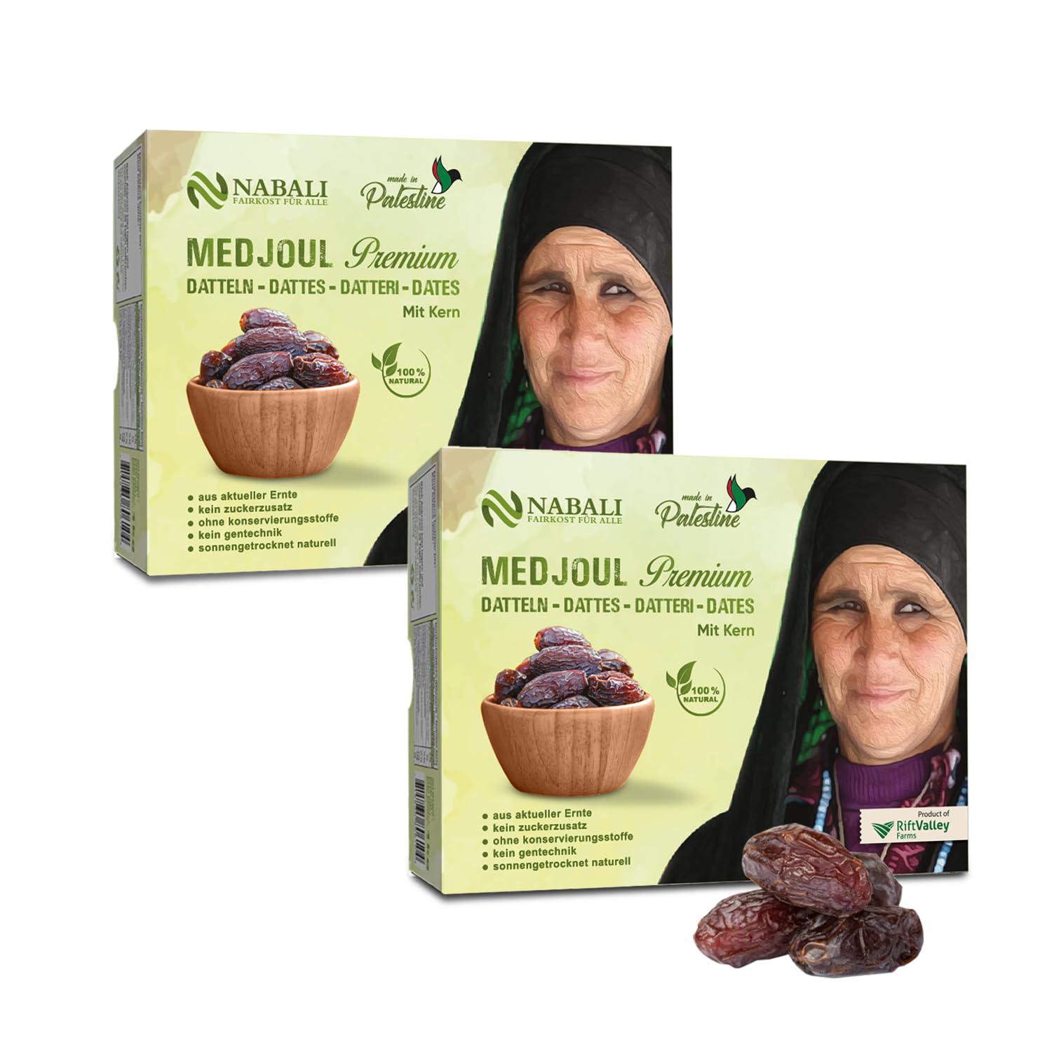 Medjool Datteln aus Palästina 2 x 1 kg - naturell vegan aromatisch traditionell frisch orientalisch ohne Konservierungsstoffe Premium