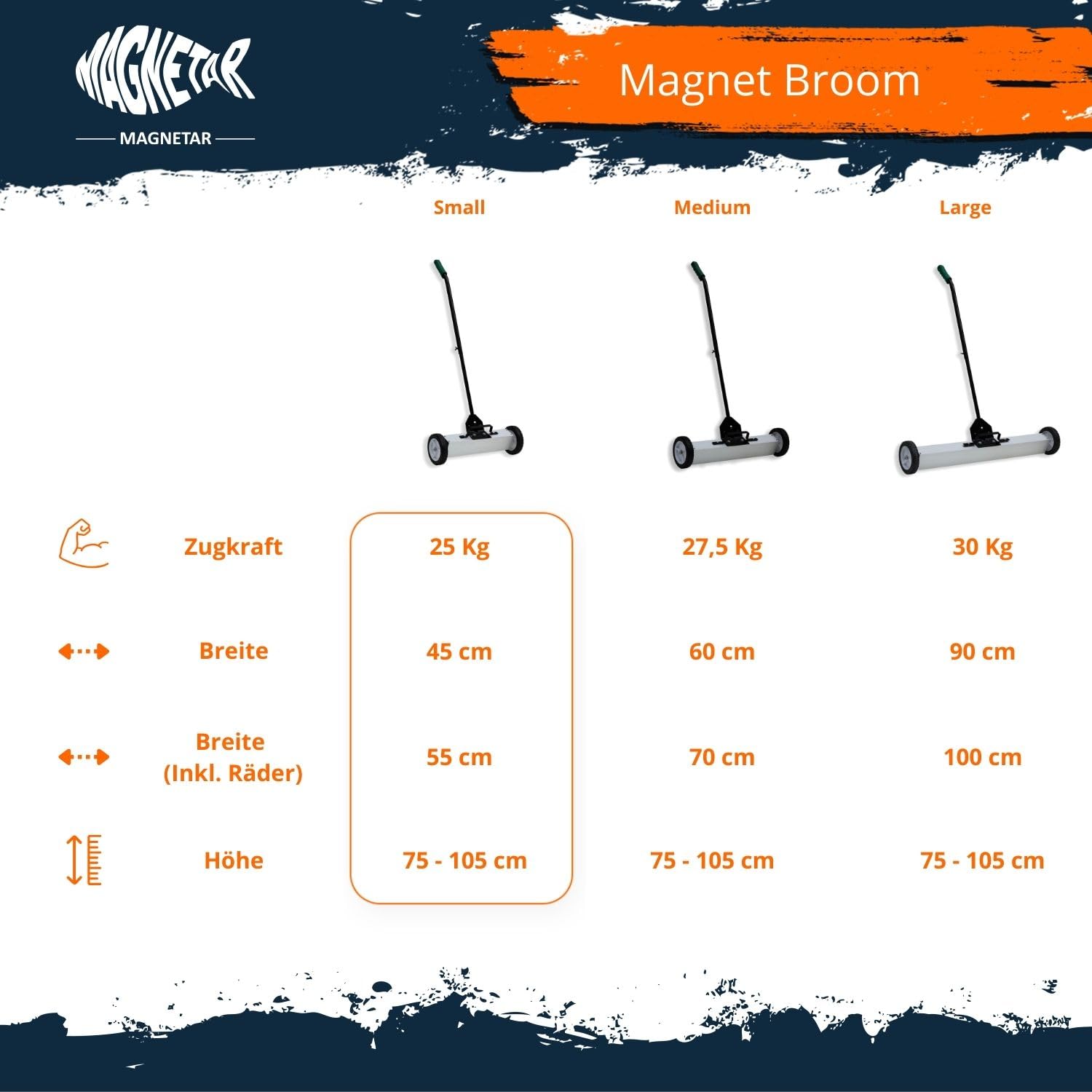 Magnetar Magnetbesen - 45 cm - Magnetischer Bodenkehrer - Magnetic Broom - Spänesammler - Magnet Besen Stark - Magnet Kehrmaschine - Magnetic Sweeper