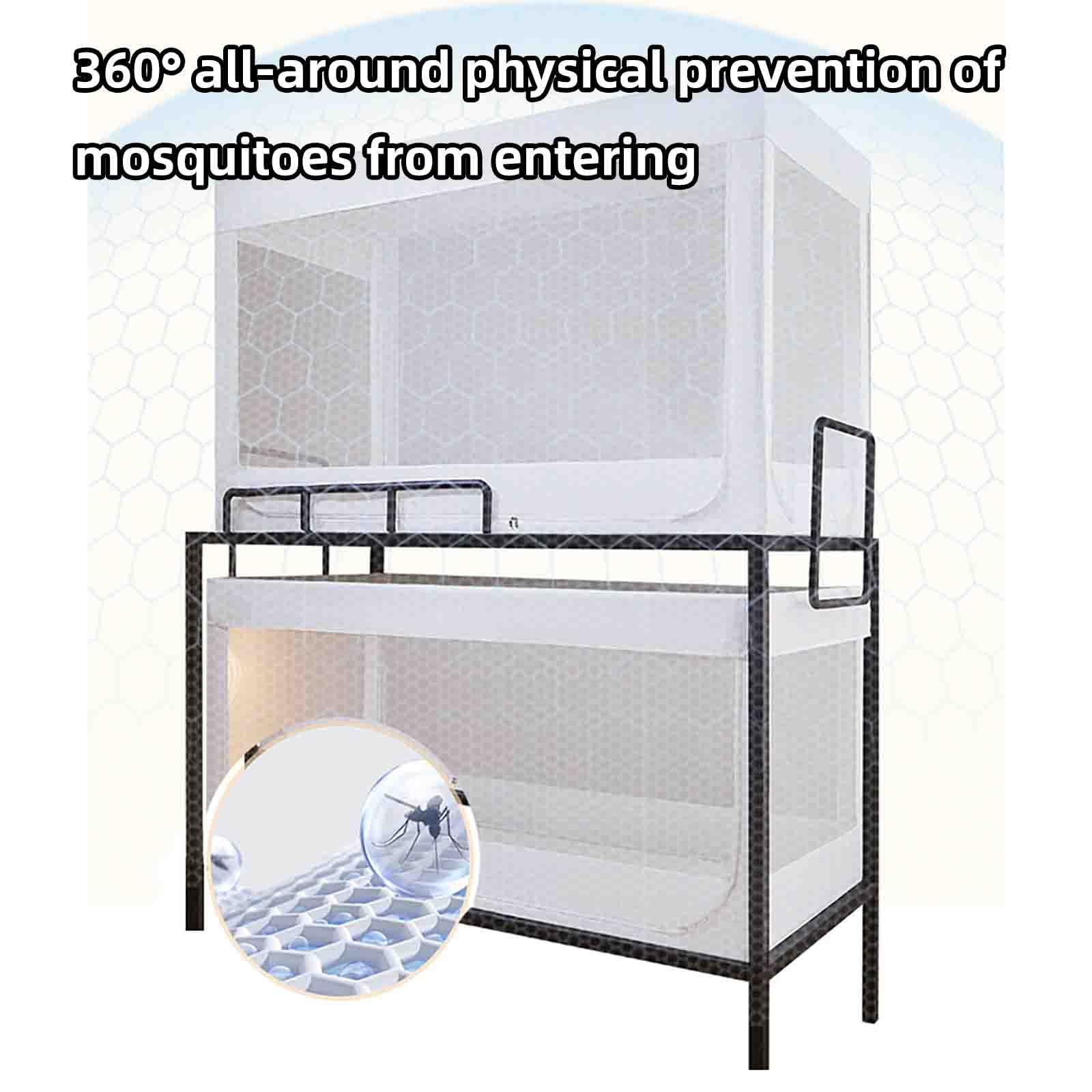 JUSHZ Bettvorhänge Moskitonetz Reise Reisebett Mückennetz Bett Mosquito Net (80×190×90cm,White)