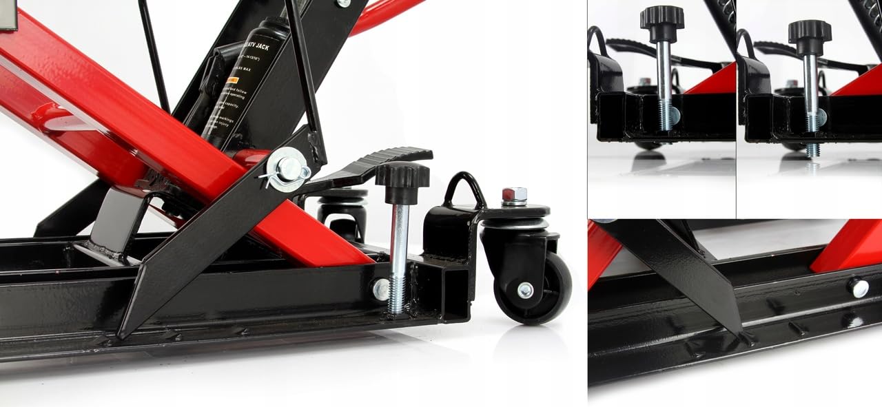 Sollevatore Idraulico 680 kg Ruote Sollevamento 12-38 cm per Moto Quad Veicoli Fuoristrada