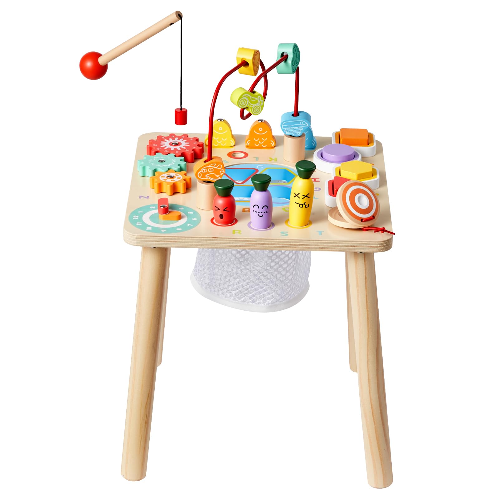 VEVOR Holz Aktivitätstisch, Montessori Spielzeug, 8-in-1-Lerntisch, Spieltisch Aktivitätstisch für Kinder ab 6 Monaten, Geburtstag, Weihnachten oder Kindertag, 6-36 Monate