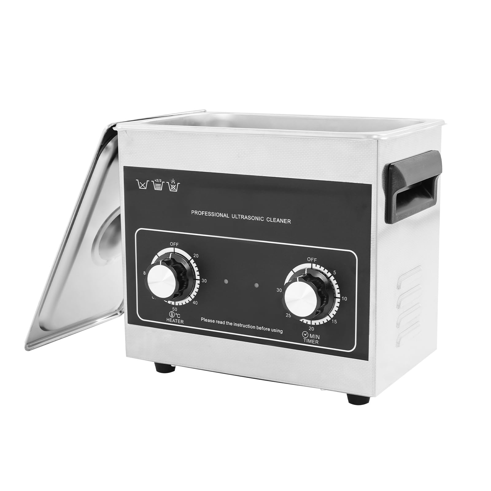 Ultraschall-Reinigungsgerät 3,2L, 40KHz 120W Schmuckreiniger mit Heizfunktion, Edelstahl-Reinigungsmaschine für Brillen, Uhren, Zahnersatz, Schmuck, Metallteile – Silber