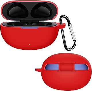 جراب سيليكون لسماعات ريلمي بادز اير 6 ناعم ولطيف على البشرة ومضاد للصدمات مع حلقة تثبيت أحمر