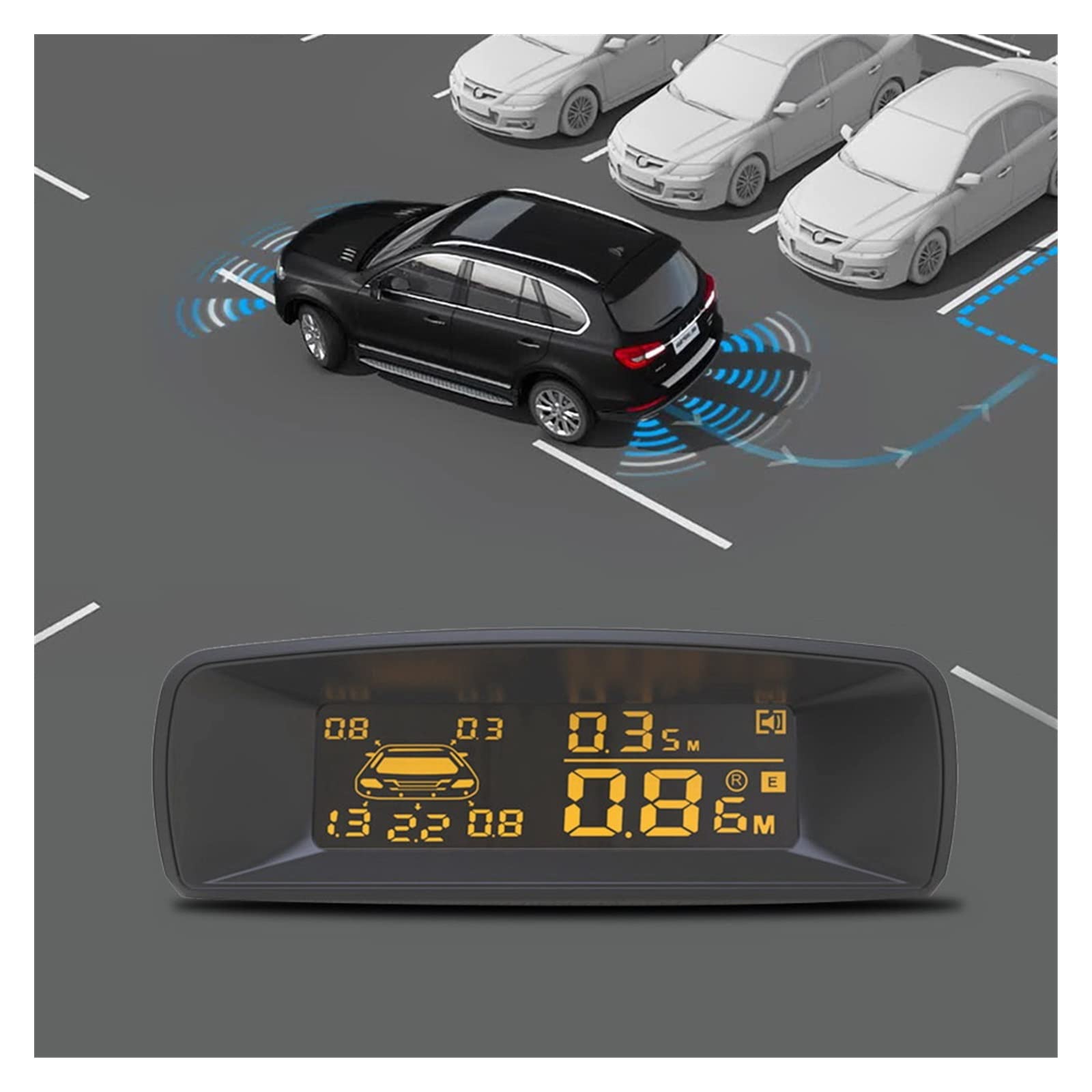 Auto Parktronic LED Parkeersensor Met 8 Sensoren Reverse Backup Auto Parking Radar Monitor Detector Systeem 22mm Backlight Display