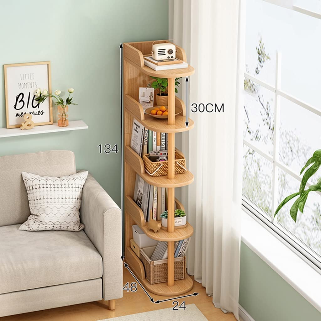 Librería de 2 a 6 Niveles, estantería de Esquina con Escalera Independiente, Estante de exhibición de Almacenamiento de Estilo Moderno para Sala de Estar, Dormitorio, Pasillo, Oficina (Colo