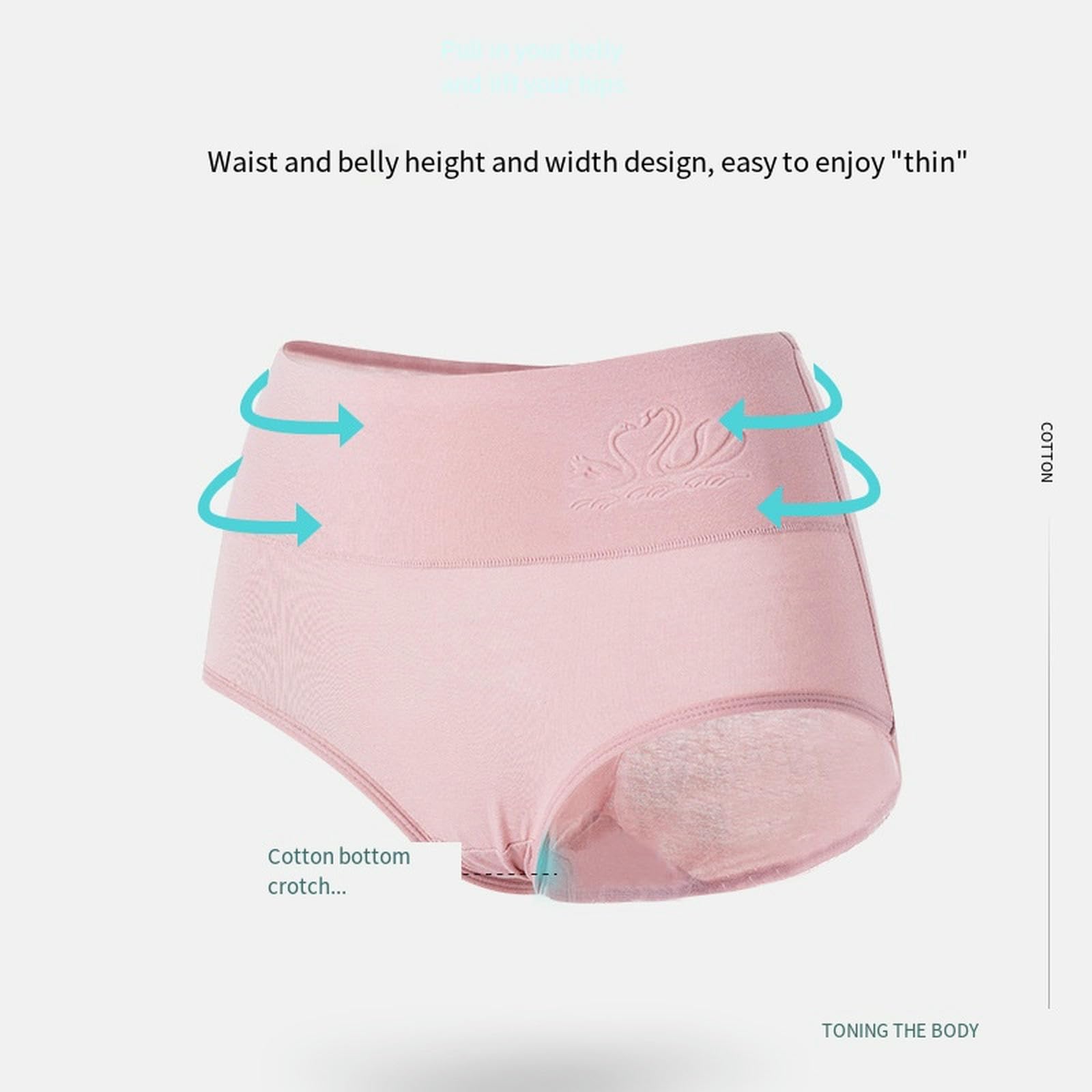 Bragas Algodón Mujer Tiro Alto | Control Barriga Sin Costuras | Tallas Grandes | Pack 4 Lisas & Estampadas-4colors 4-XXL