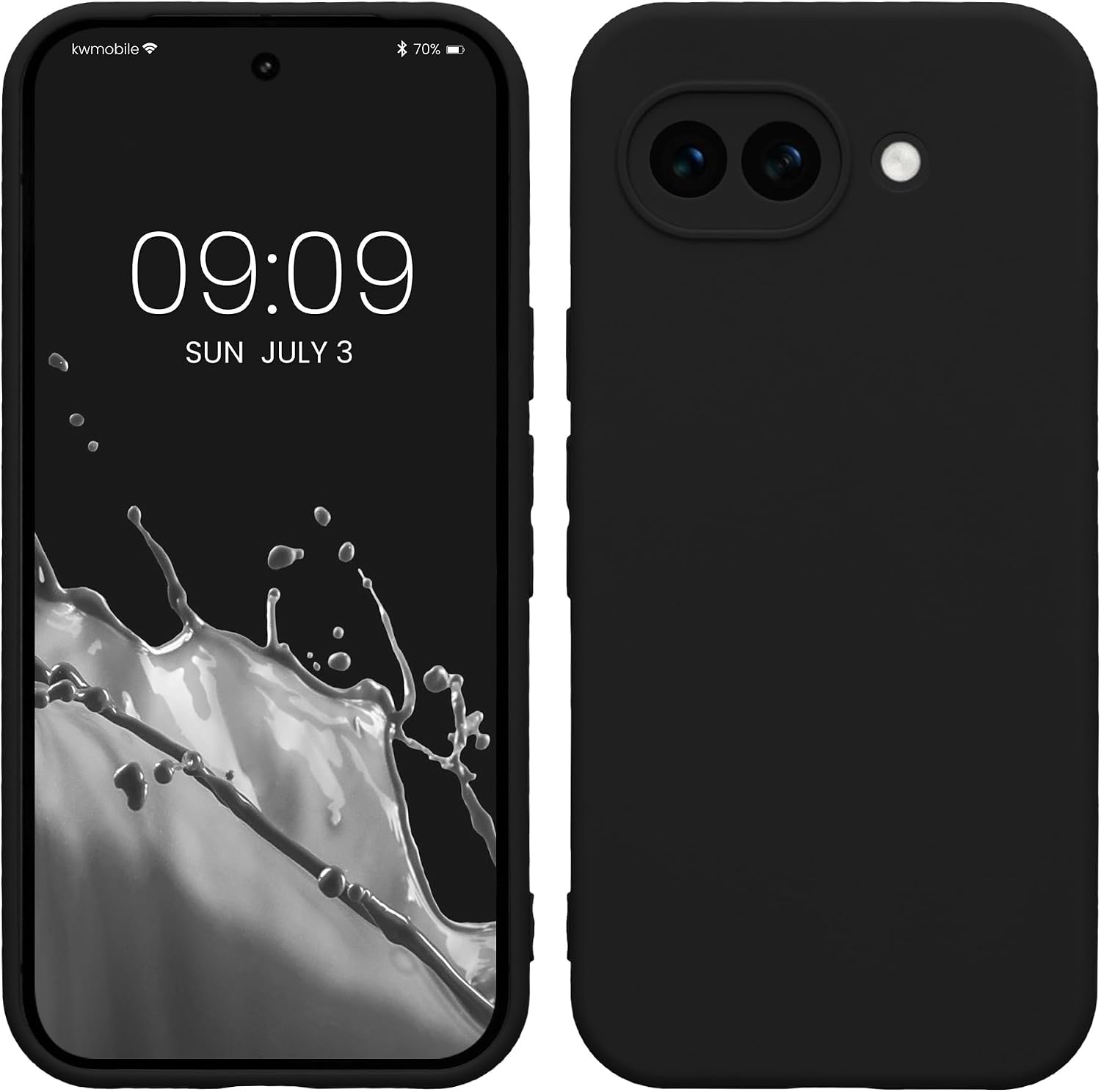 kwmobile Case Compatible with Google Pixel 10a Case - Protective Slim TPU Phone Cover - Soft Matte Finish - Black Matte