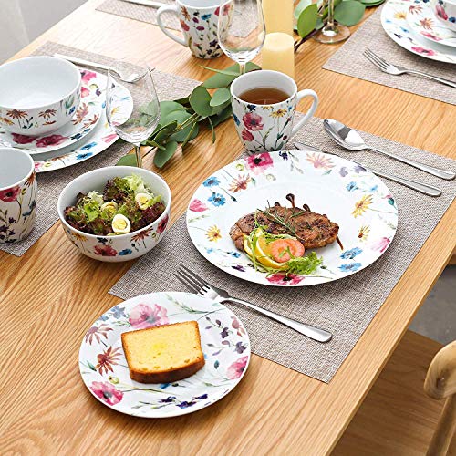 LUCEAE 32-Teilige Porzellankeramik-Geschirrgerichte Mit 8, Dessertteller, Müslischschale Und 380 Ml Tasse Set