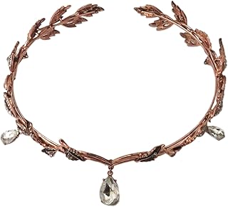 USonline911 Premium Rhinestone Leaf Crown Headband for Pageants Wedding Prom Birthday (Red Copper)