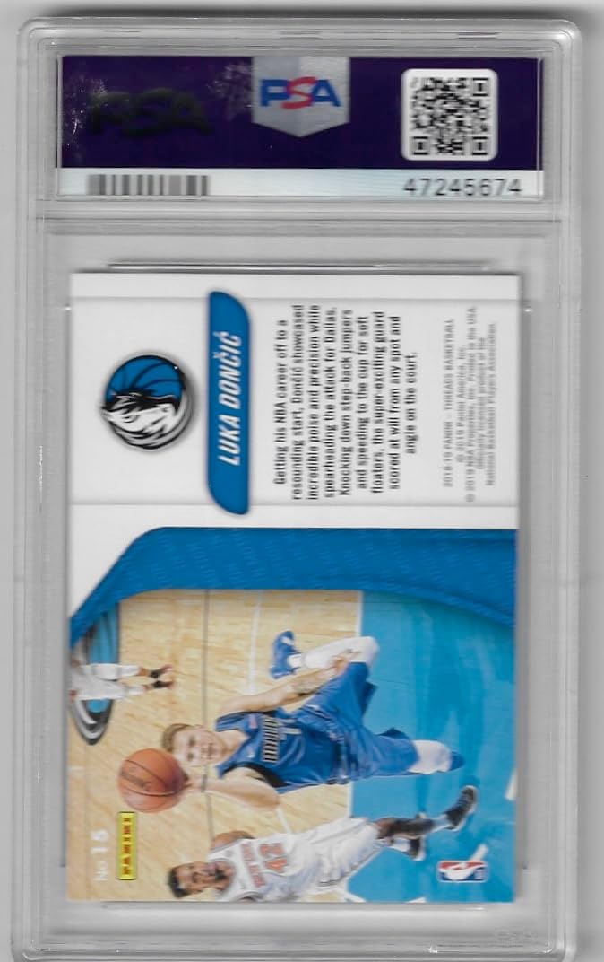Luka Doncic Graded 9 Mint In Motion Collectible Basketball Card - 2018 Panini Threads Basketball Card #15 (Mavericks)