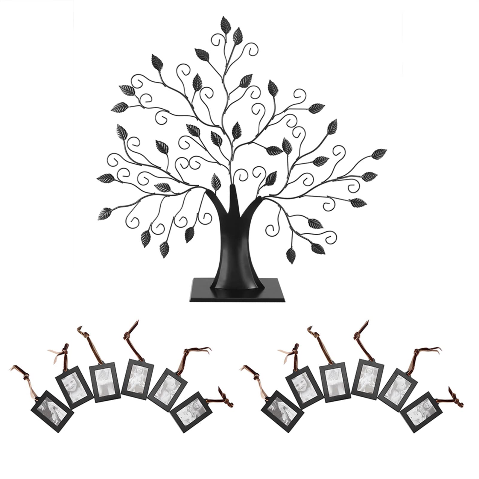 Ejoyous Marco de fotos de árbol genealógico, moderno árbol de fotos familiar para 12 fotos, personalizado, para decoración de escritorio, jóvenes, niñas, hombres y mujeres (L 6,4 x 4,6 cm)