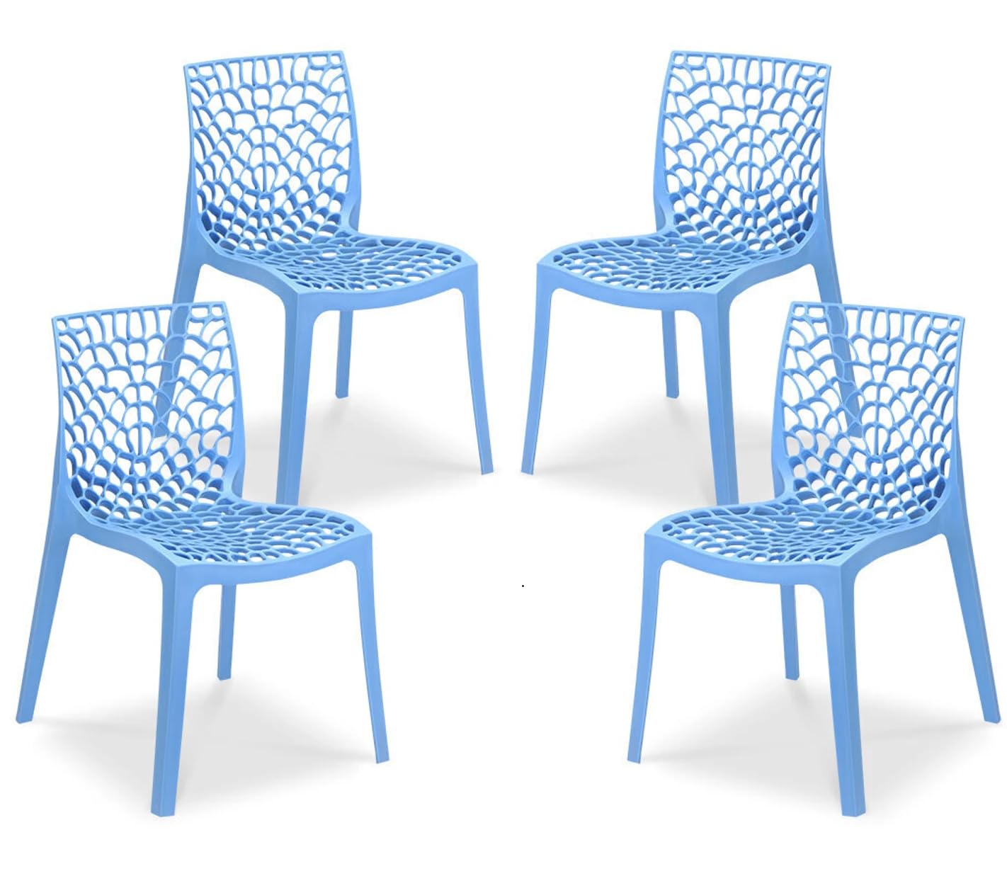 Homiboss Premium Plastic Chair for Home & Outdoor | Heavy Duty Garden Chair | Stackable Outdoor Dining Chair | Strong & Durable Patio Chairs | Events & Resturant Chair | Color- Blue | Set of 4 Pieces-image-43