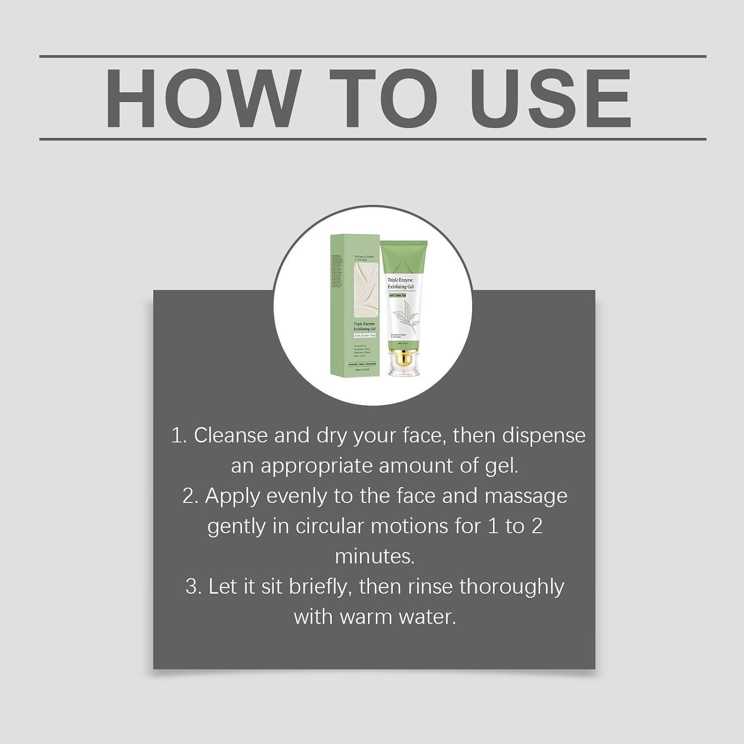 Gel esfoliante a triplo enzima con tè verde, rimuove le cellule morte, esfoliante viso per pori profondi, esfoliante viso delicato per uomo e donna