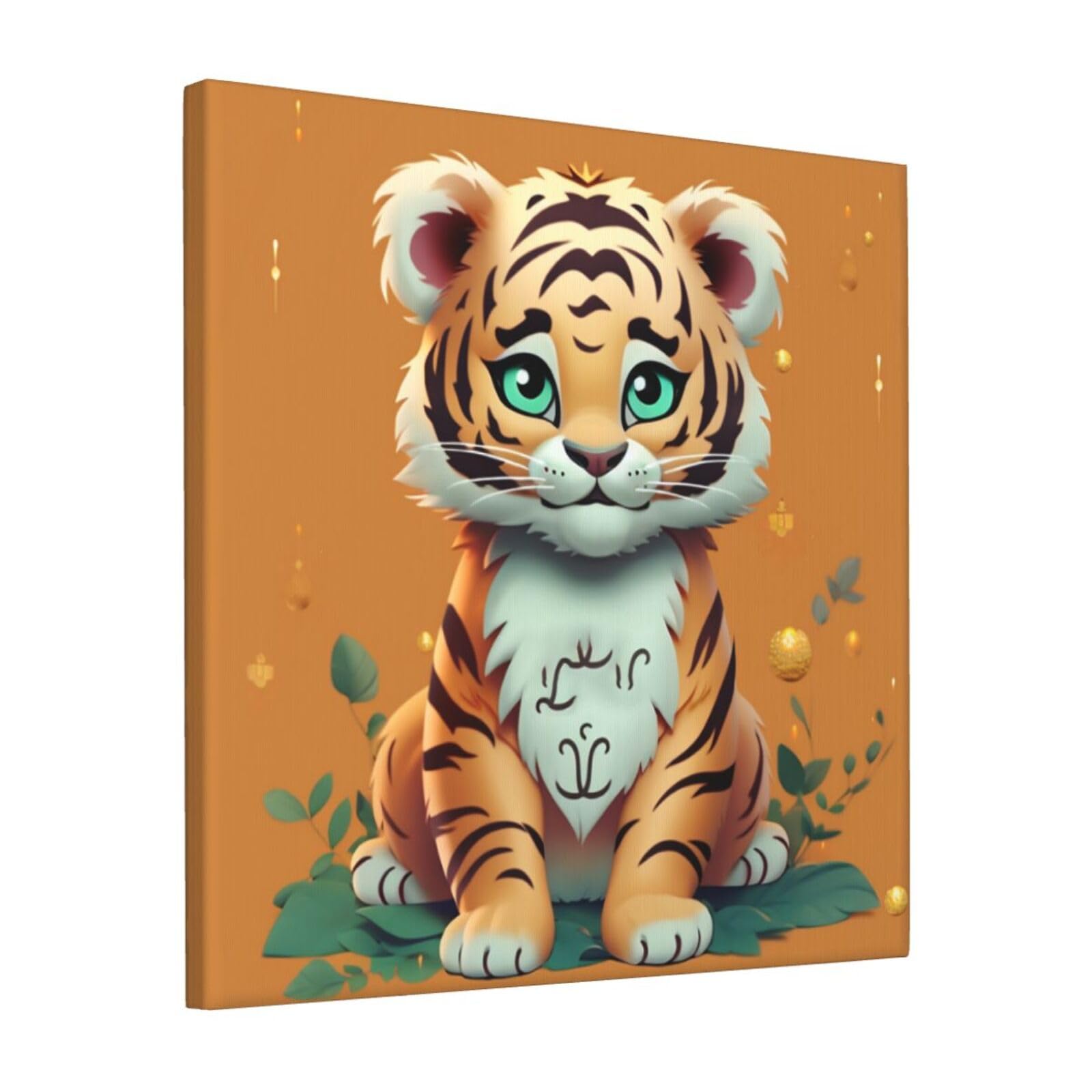 KLOPH Year of the tiger funny tiger Canvas Wall Art for Living Room 12"x12" Modern Artwork Painting for Bathroom Hanging Canvas Prints Aesthetic Wallart for Bedroom Kitchen Office Wall Decor