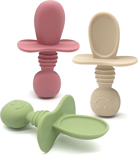 Cucharas de silicona para bebés de más de 3 meses, utensilios para bebés y niños pequeños, suministros de alimentación de destete LED para bebés de