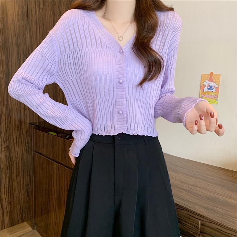 Image of ICW Women's Knitted Ribbed Cardigan Long-Sleeve V-Neck Button-Up Shrug Jacket Top Dn85