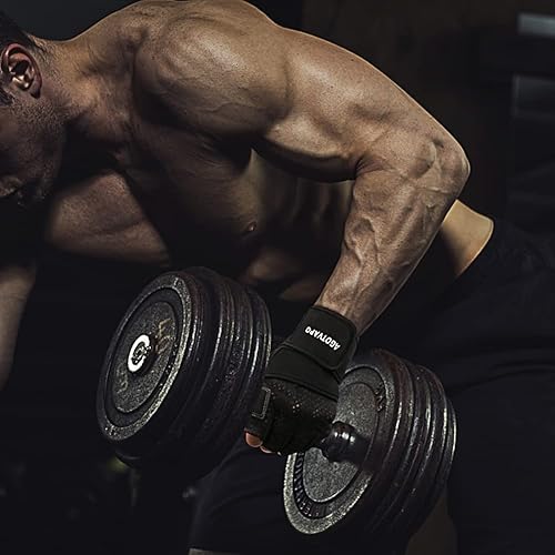 Miniatura 5 de Guantes de entrenamiento para hombres y mujeres guantes de ejercicio de medio dedo con soporte de muñeca para levantamiento de pesas ciclismo
