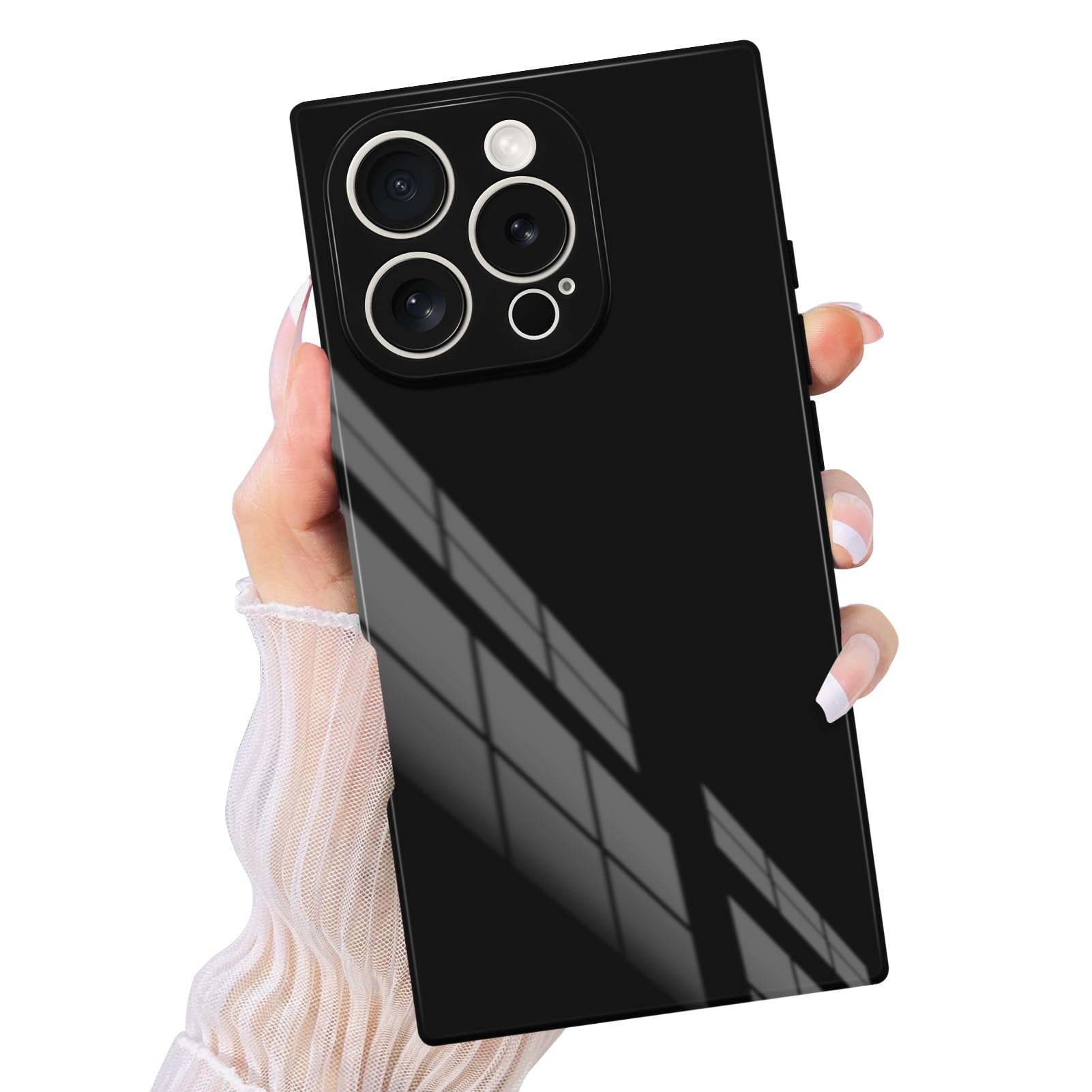 PSIOXY Compatible with iPhone 16 Pro Case Rectangle for Women Men, Soft TPU Shockproof Full Lens Protection, Works with Magnetic Wireless Charging