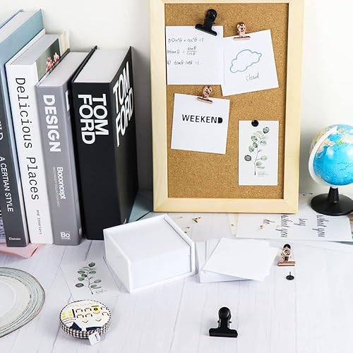 Miniatura 8 de Notas blancas no adhesivas de 3 x 3 pulgadas, papel suelto en blanco con soporte de notas acrílico blanco para oficina, hogar, suministros escolares