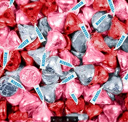 Hershey\'s Kisses, Pink, Red & Silver Foil Wrapped, Bulk - Great for Easter, Mother\'s Day, Baking, Gifts, Snacks & More! (2 Lbs.)